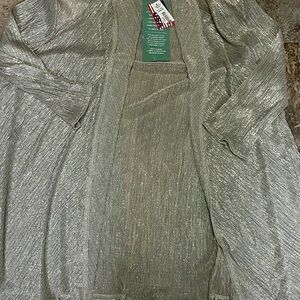JM Collection Metallic Silver Cardigan